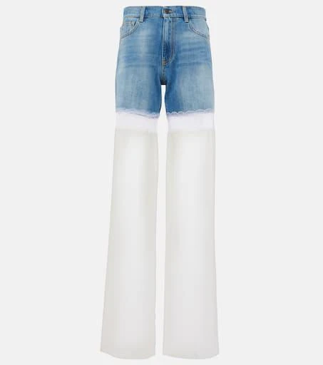 Nensi Dojaka Paneled high-rise tulle wide-leg jeans 1