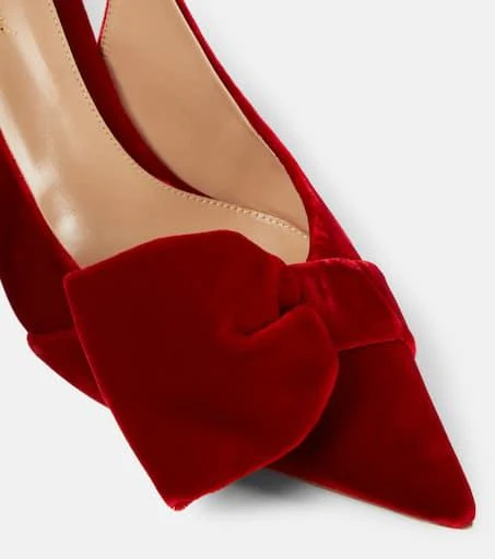 Gianvito Rossi 85 bow-detail velvet slingback pumps 5
