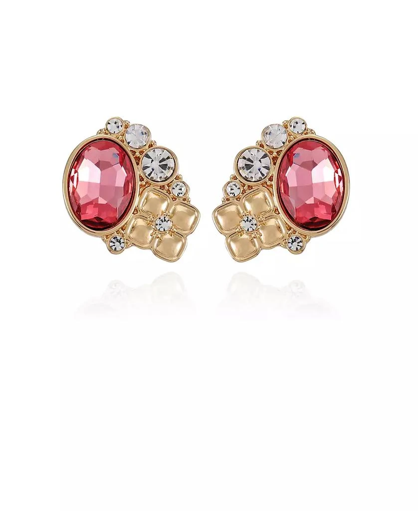 Tahari Gold-Tone Rose Glass Stone Clip On Earrings 1