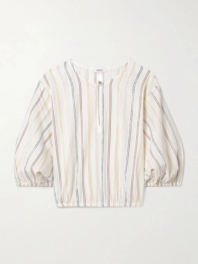 ERES Irisée El Dorado 金属感条纹棉质混纺巴里纱短款上衣
