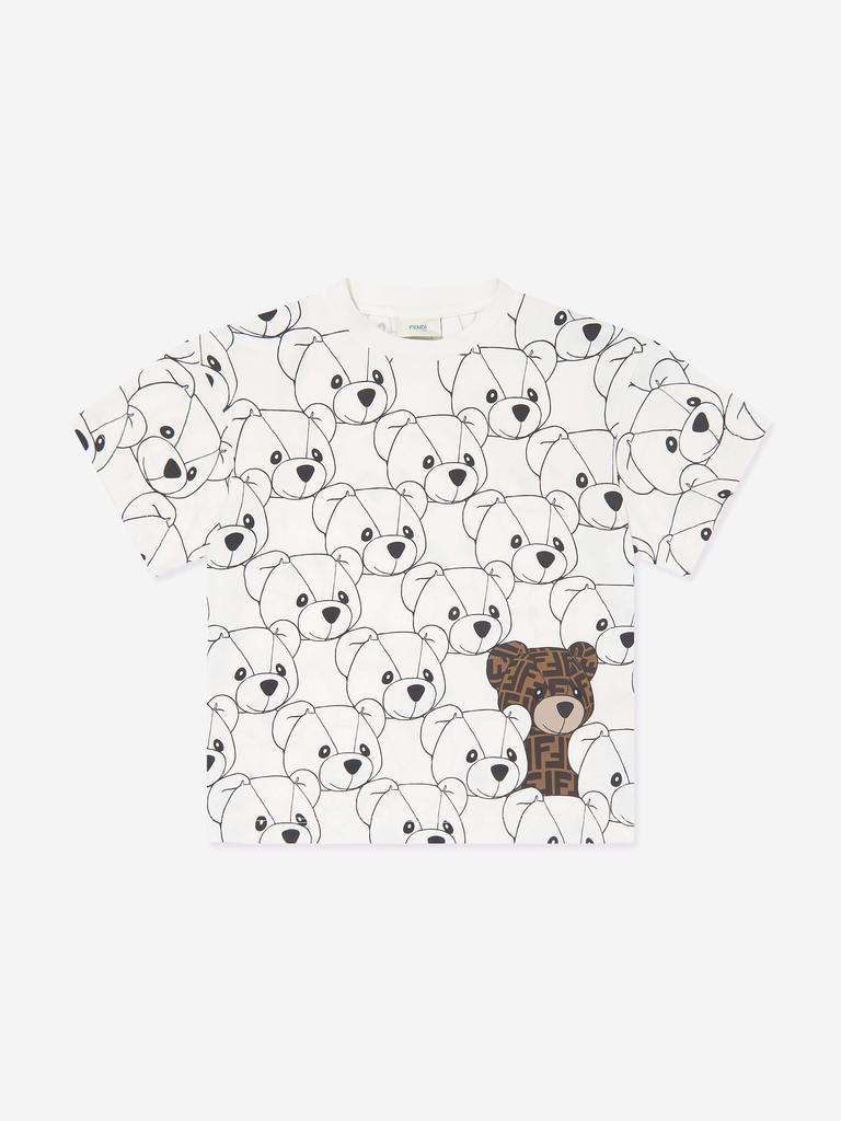 Fendi Fendi Kids FF Teddy Bear T-Shirt in White