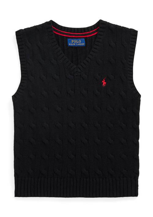 Ralph Lauren Lauren Childrenswear Boys 2 7 Cable Knit Cotton Sweater Vest