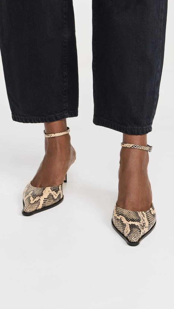 AEYDE Sarina Snake Print Calf Leather Latte Pumps 2