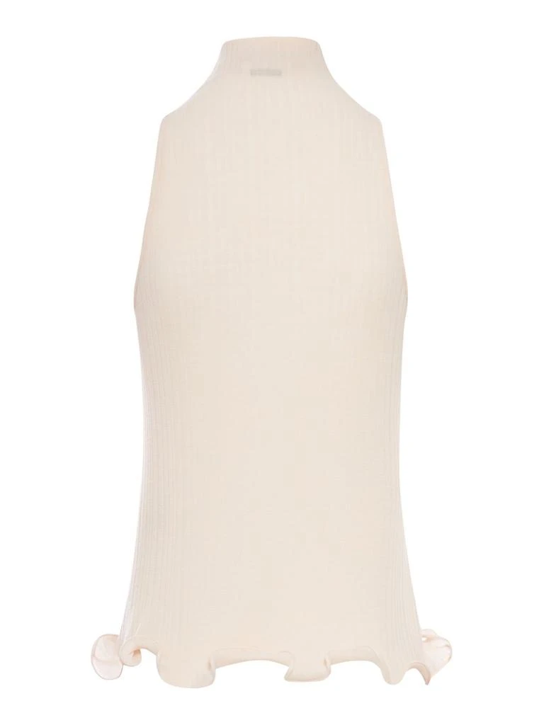 Fendi Fendi Logo Embroidered High-Neck Sleeveless Ribbed Top 2