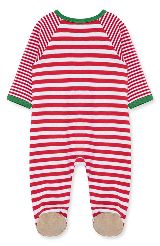 Little Me Reindeer Stripe Footie