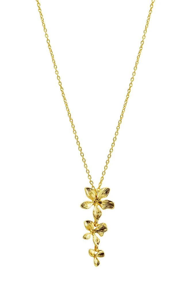 ADORNIA Petal Triple Flower Drop Pendant Necklace 1