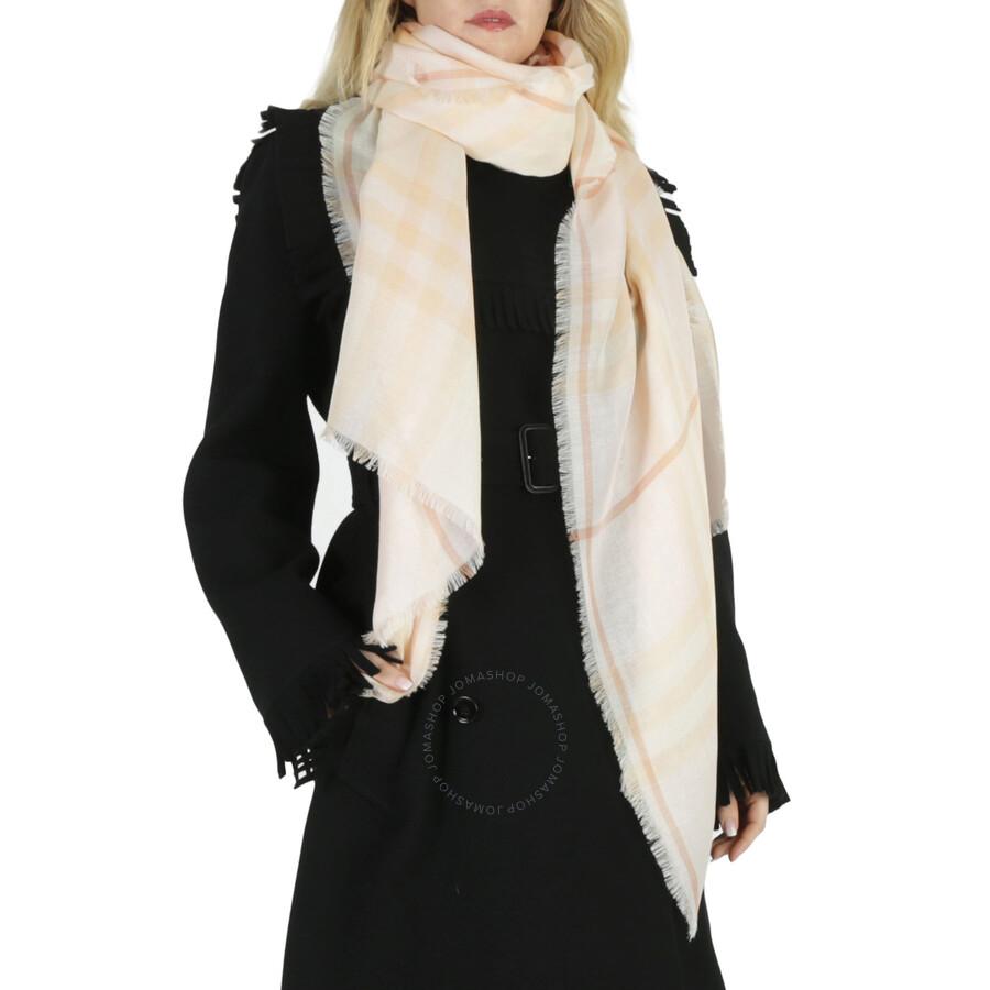 ベルト BURBERRY Embroidered Wool Blend Foulard Reversible Check Wool Silk Scarf in Archive beige | Burberry