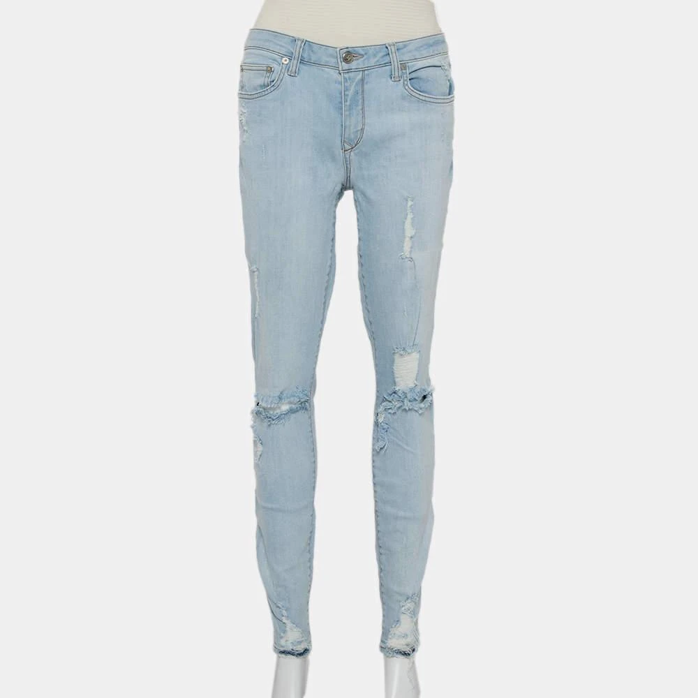 Lovers + Friends Lovers + Friends Blue Light Wash Denim Distressed Skinny Jeans M 1