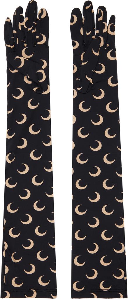 MARINE SERRE Black Regenerated All Over Moon Gloves