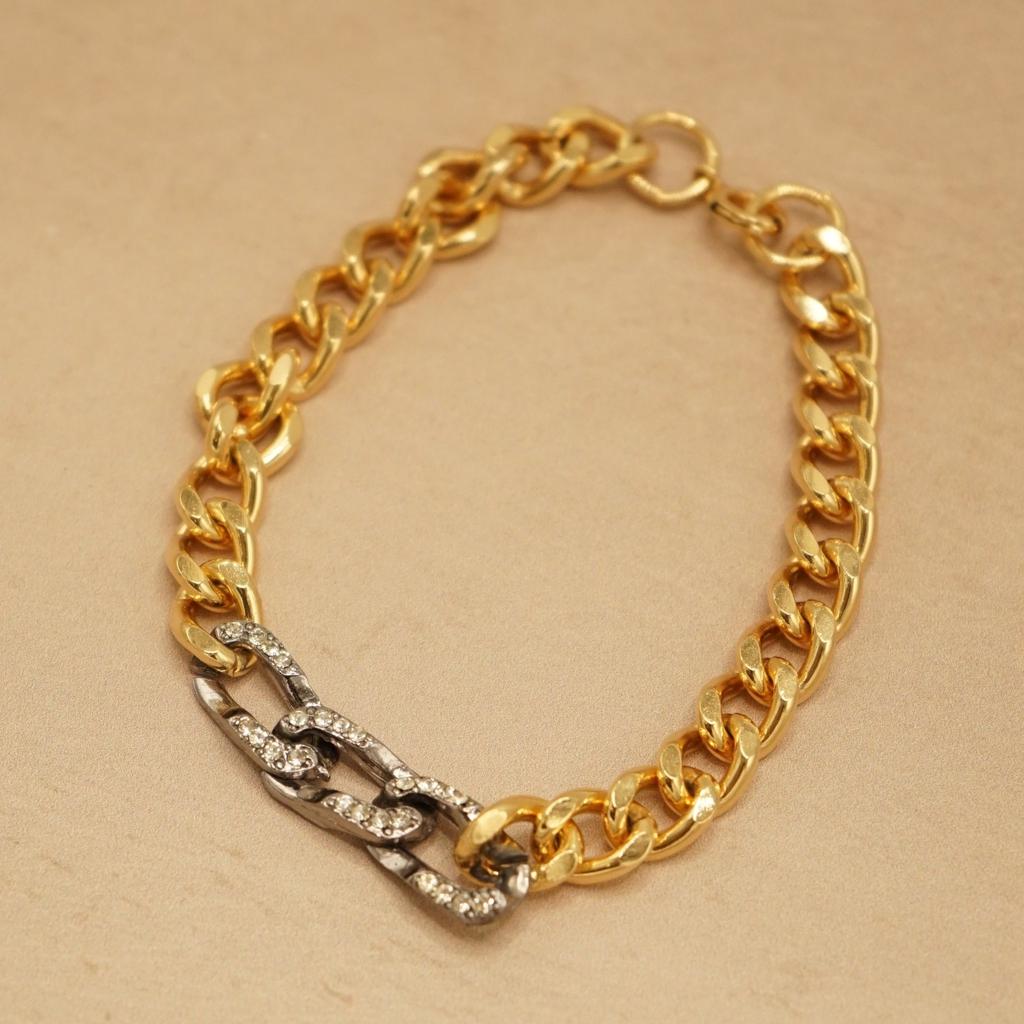 Orelia Vintage Vintage Mixed Crystal Cuban Chain Link Bracelet