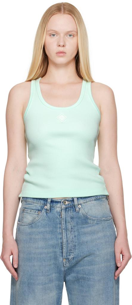 Casablanca Blue Ribbed Jersey Tank Top