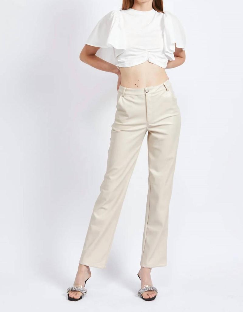 En Saison Rylee Vegan Leather Pants In Ivory