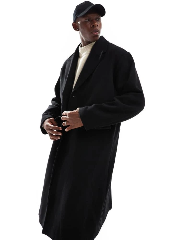 Weekday Weekday Pavo wool blend long coat in black 1