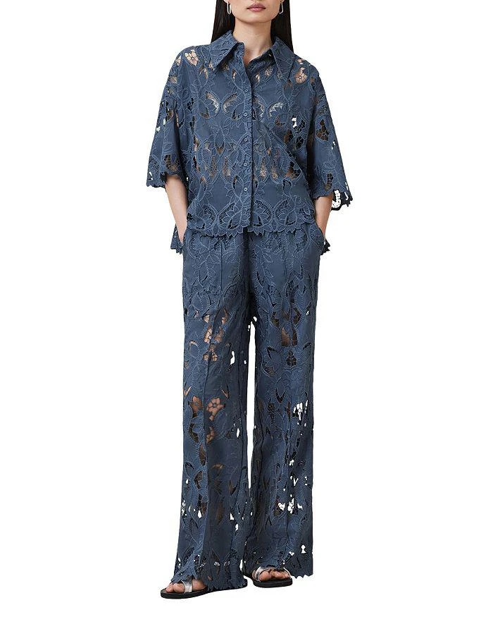 ALL SAINTS Charli Floral Lace Wide Leg Pants 6