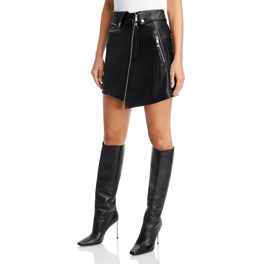 Avec Les Filles Womens Faux Leather Envelope Front Mini Skirt