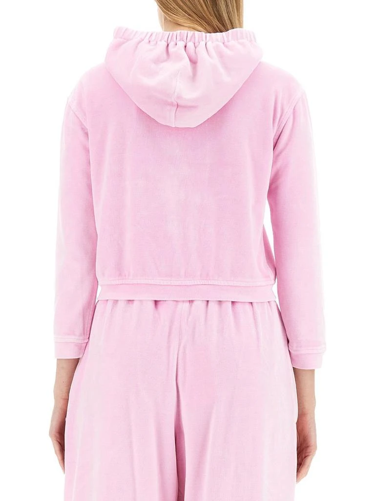 Alexander Wang T By Alexander Wang Zipped Velvet Hoodie 2