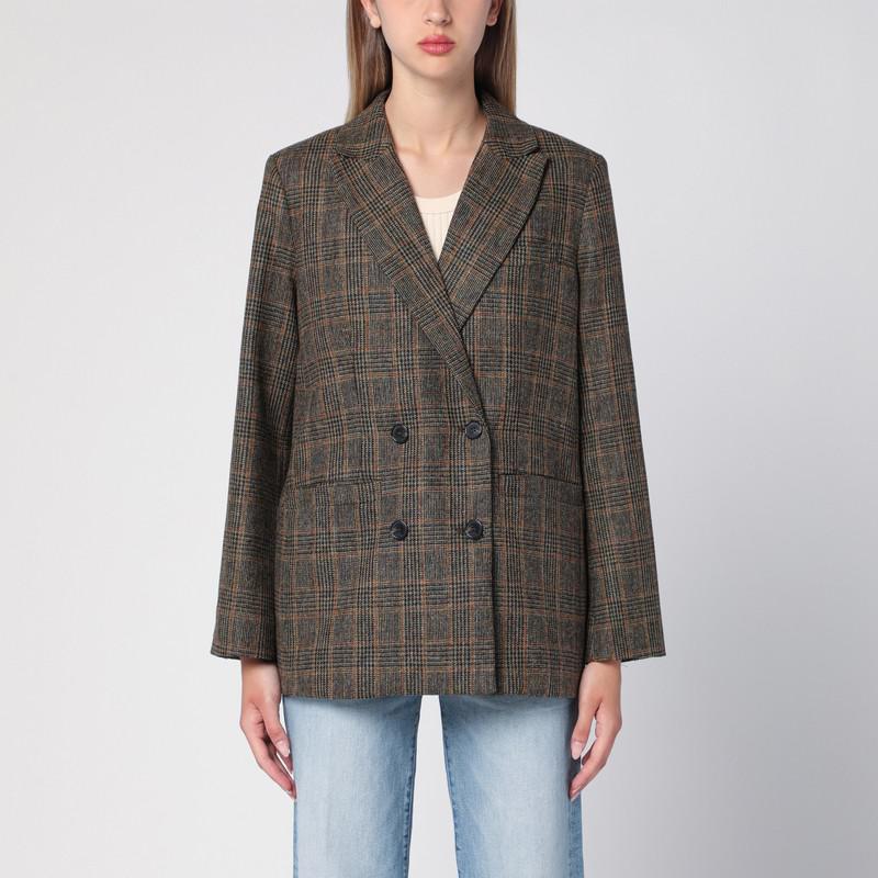 A.P.C. Brown Prince of Wales double-breasted jacket