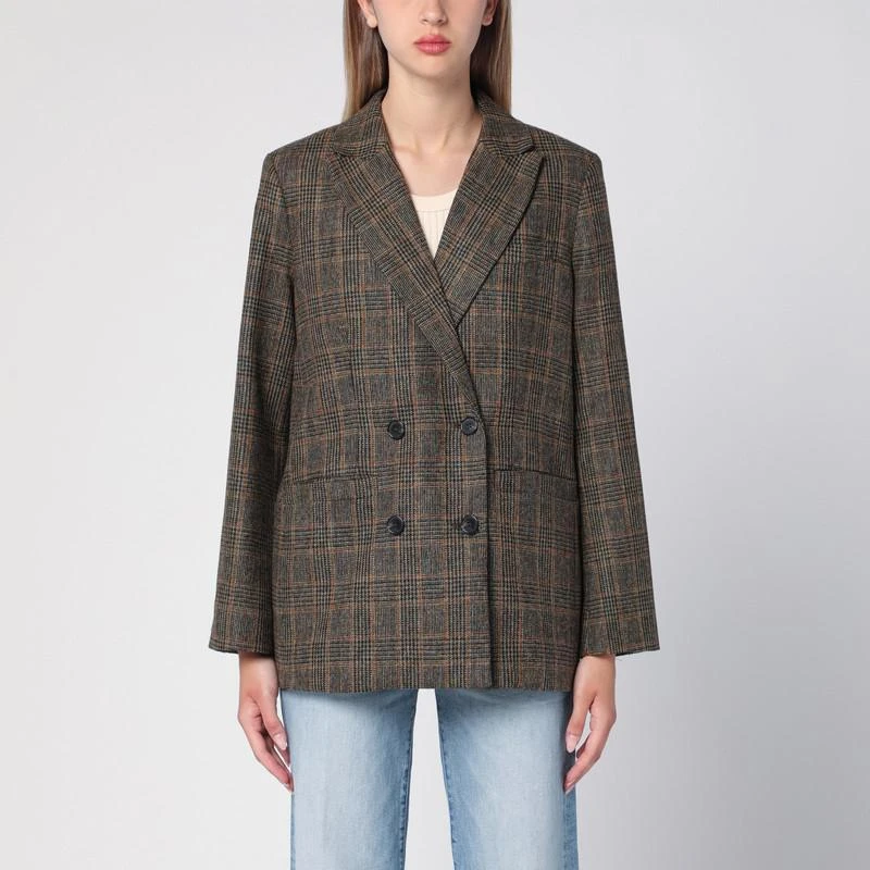 A.P.C. Brown Prince of Wales double-breasted jacket 1