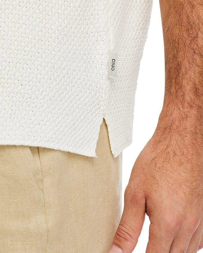 Onia Cotton Blend Textured Knit Button Down Camp Shirt 6