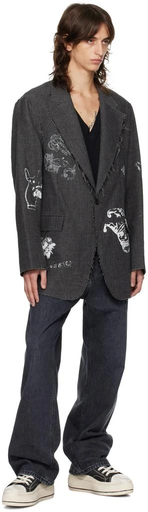 R13 Gray Raw Cut Ragged Blazer 4