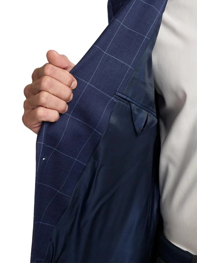 Paul Fredrick Wool Blend Windowpane Double Breasted Peak Lapel Sport Coat 4