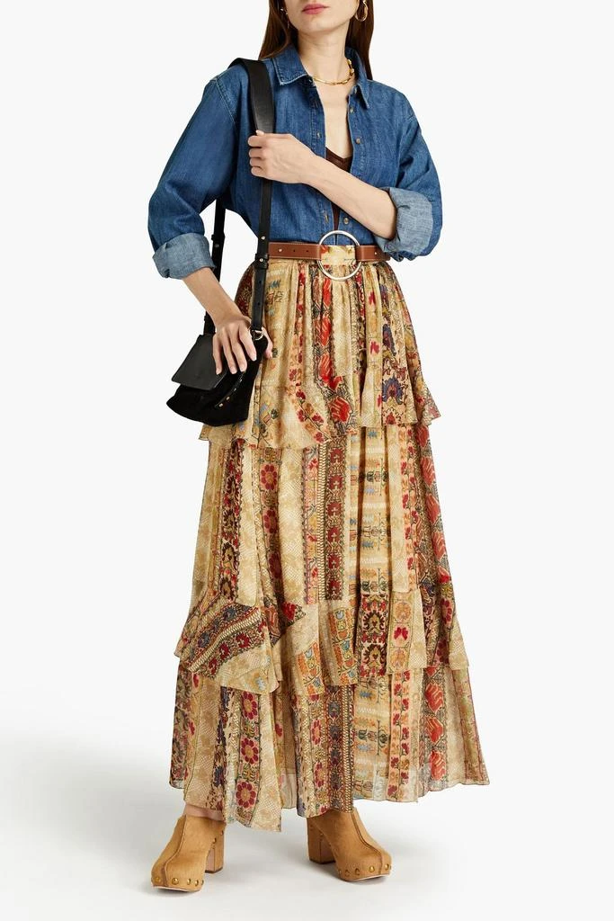 ETRO Tiered floral-print silk crepe de chine maxi skirt 2