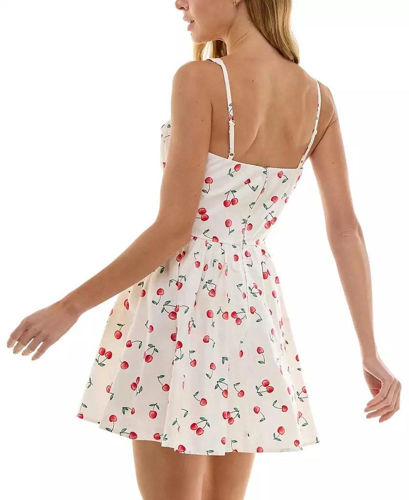 Trixxi Juniors' Cotton Cherry-Print Corset-Style Mini Dress 2