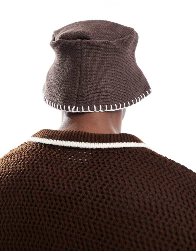 ASOS ASOS DESIGN knitted bucket hat in brown