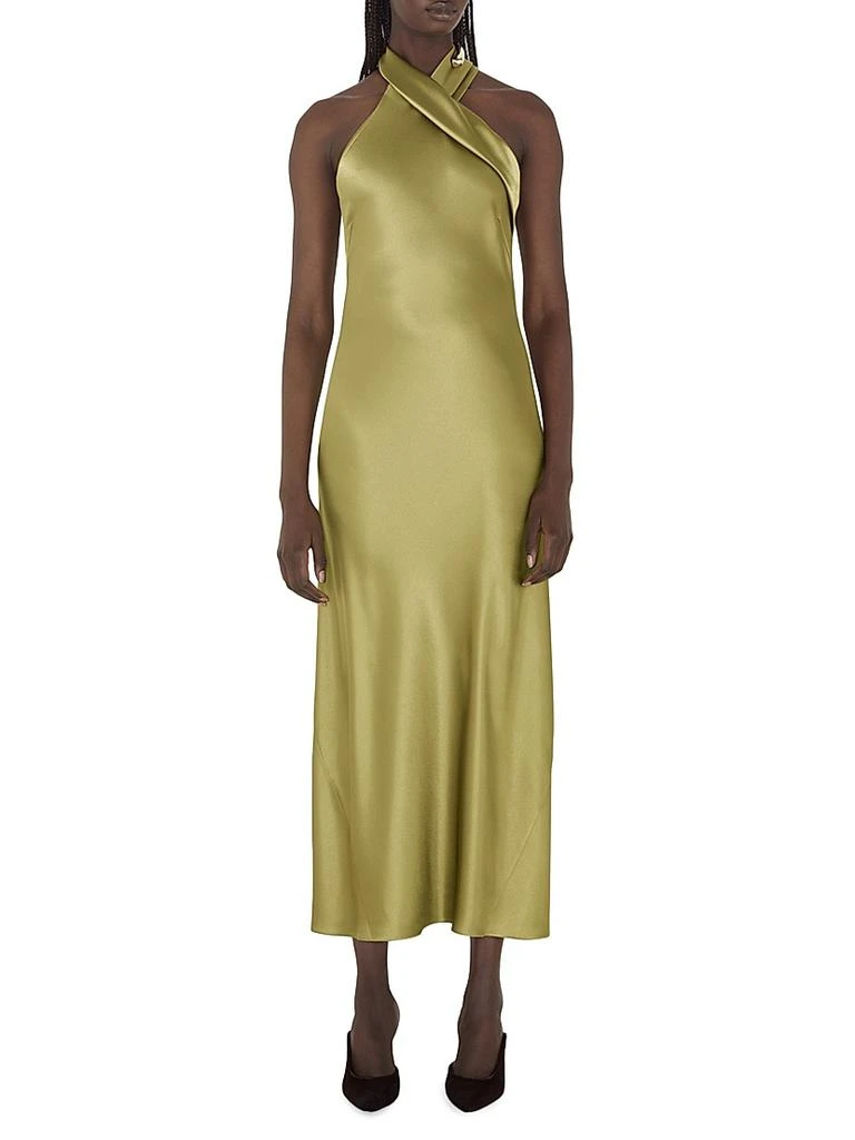 Galvan Pandora Satin Halterneck Midi-Dress 1