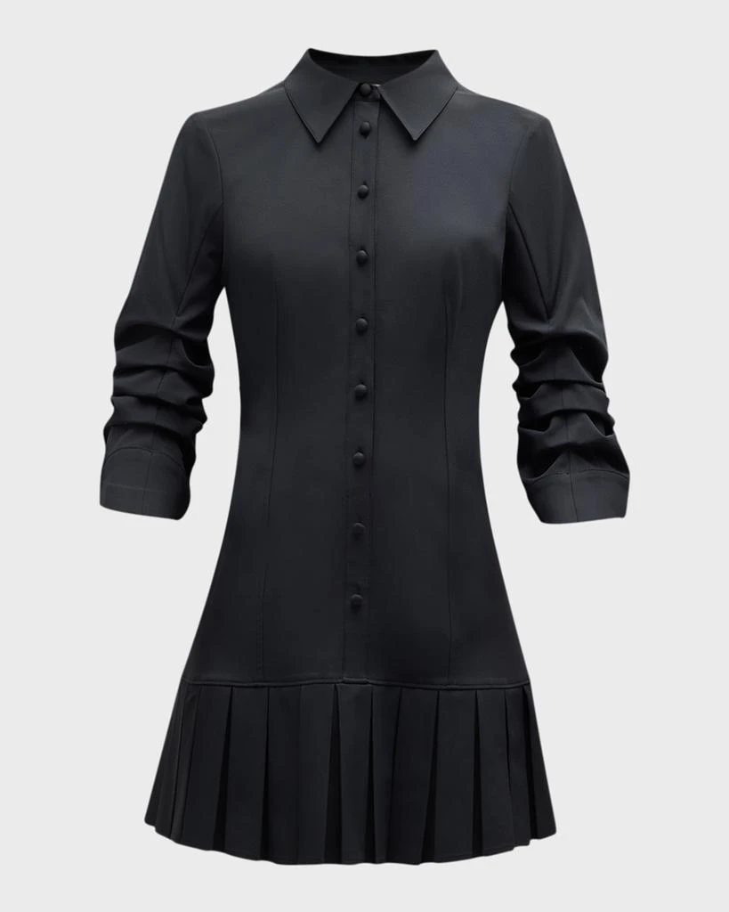Cinq a Sept Lucilla Topstitched Pleated-Hem Mini Shirtdress 1