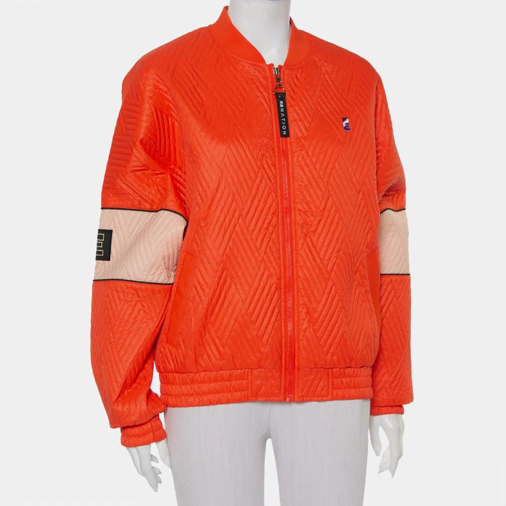 P.E Nation P.E Nation Orange Perforated Synthetic Bomber Jacket M 2