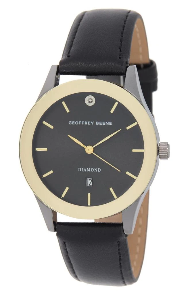 Geoffrey Beene Diamond Leather Strap Watch, 41mm 1