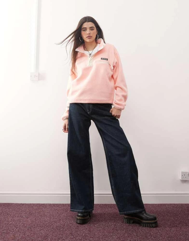 Columbia Columbia Helvetia II cropped half snap fleece in pink sand, chalk 2