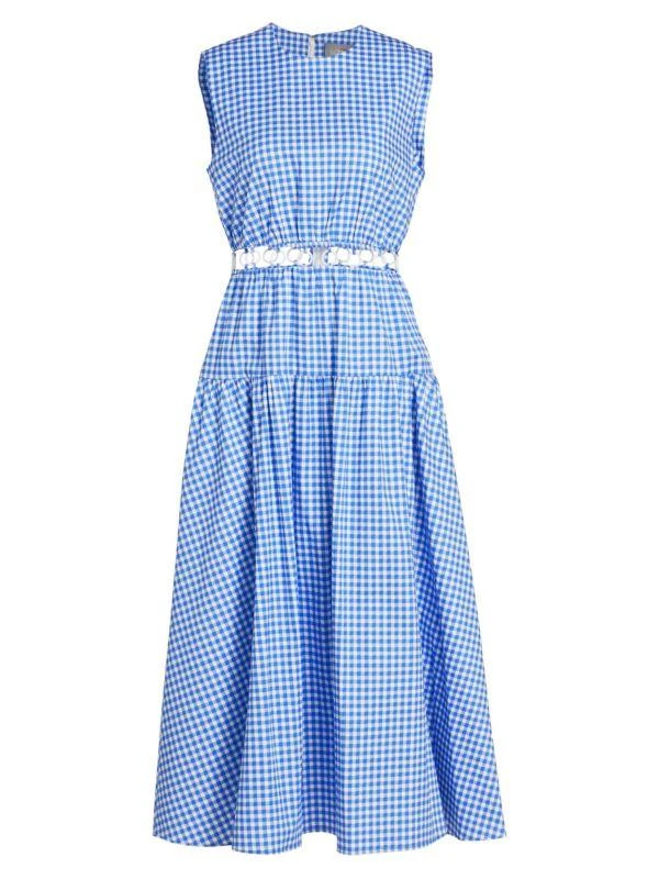 LELA ROSE Gingham Cut Out Midi Dress 5