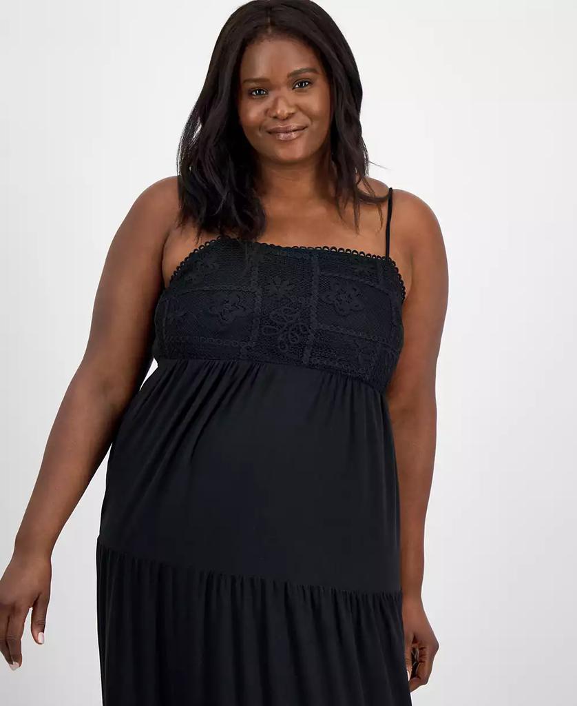 Derek Heart Trendy Plus Size Embroidered Lace Trim Sleeveless Maxi Dress