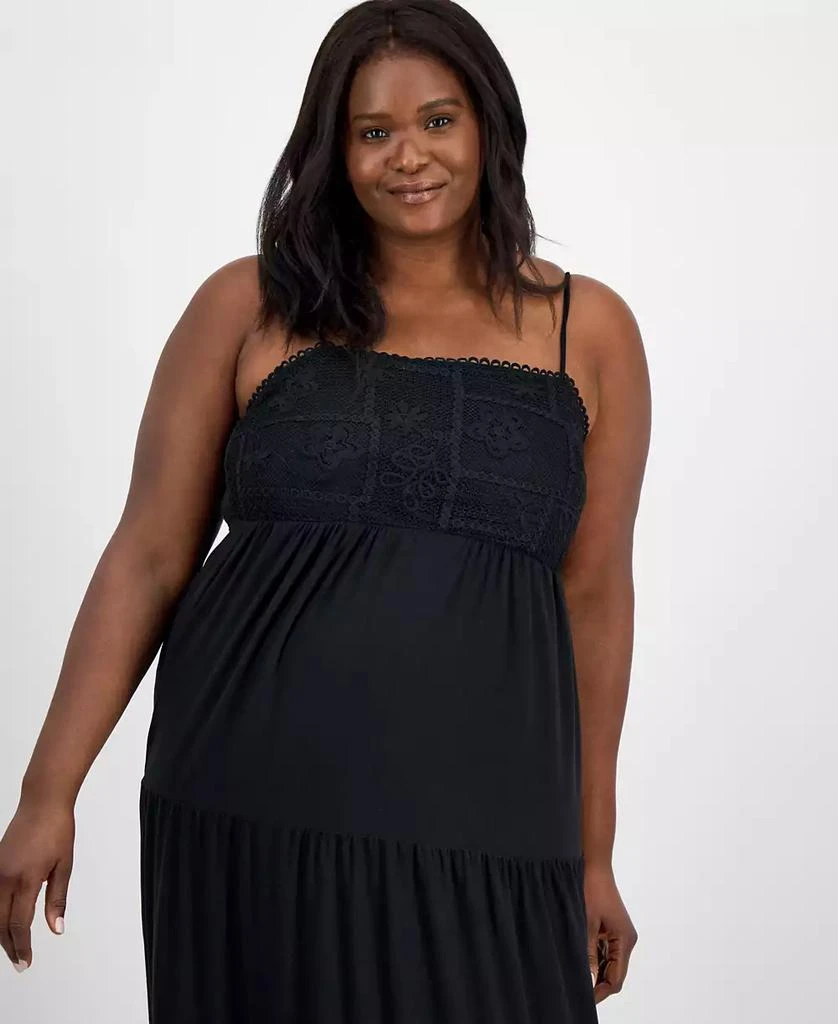 Derek Heart Trendy Plus Size Embroidered Lace Trim Sleeveless Maxi Dress 2