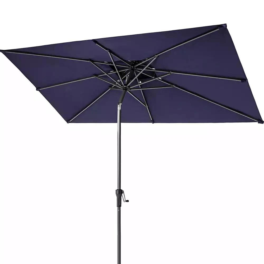 Slickblue Rectangular Tilt Market Patio Umbrella with Stand – Outdoor Sun Shade for Garden
