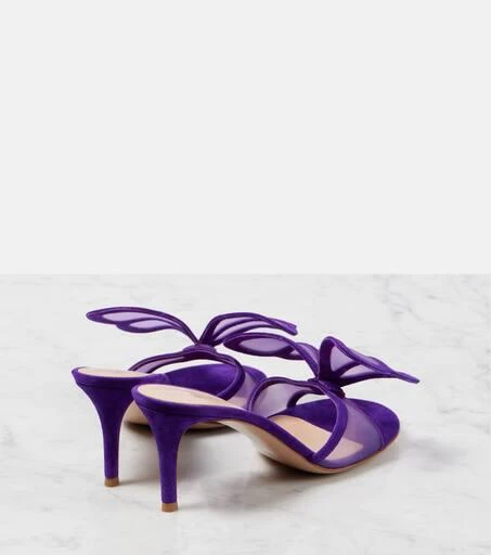 Gianvito Rossi Butterfly 70 mesh and suede mules 2