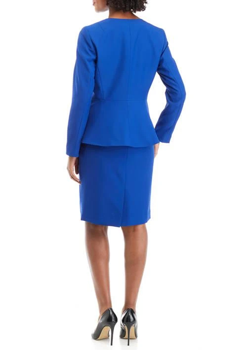 Le Suit Suit Womens Jacket With Peplum And Basic Sheath Dress Set 2