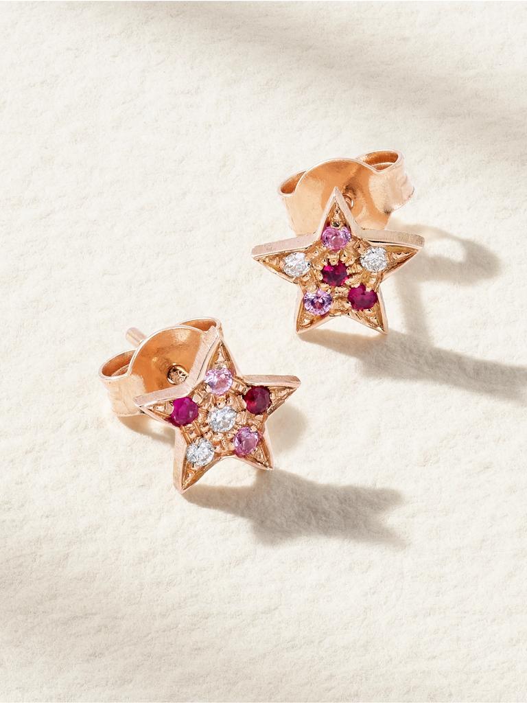 CAROLINA BUCCI Superstellar 18k 玫瑰金、钻石、多种宝石耳环