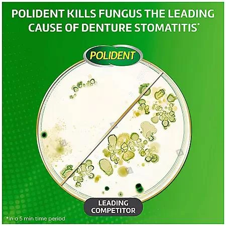 Polident Polident 3-Minute Triple-Mint Antibacterial Denture Cleanser, Effervescent Tablets, 120 ct., 2 pk. 8