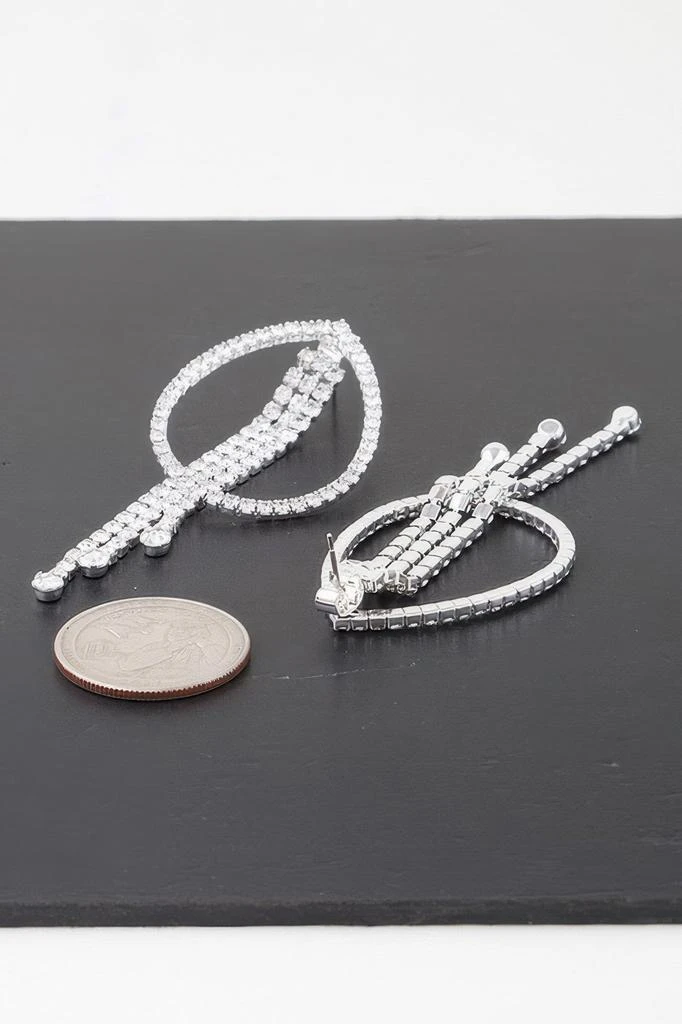 TRUEDAMES Rhinestone Teardrop Curtain Earrings 3
