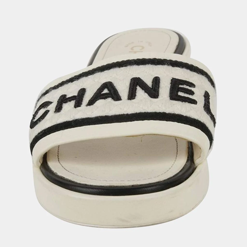 Chanel Chanel Ivory Logo Embroidered Mule Slippers Size 38.5 3