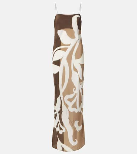 SIR. Floral printed silk satin maxi dress 1