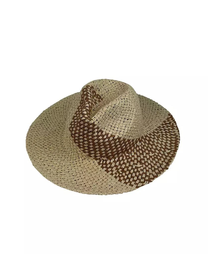 MARCUS ADLER Women's Straw Panama Hat with Color Detail 1