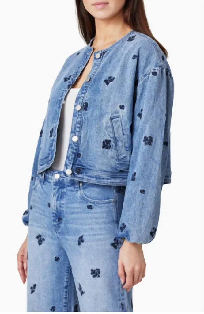 Habitual Habitual - Collarless Embroidery Denim Jacket 2