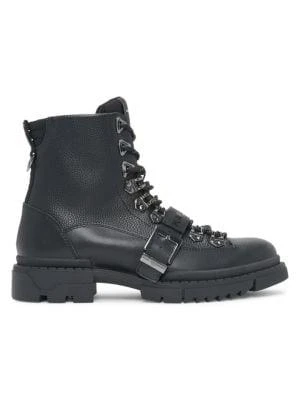 Karl Lagerfeld Paris Belted Leather Hiker Boots 1