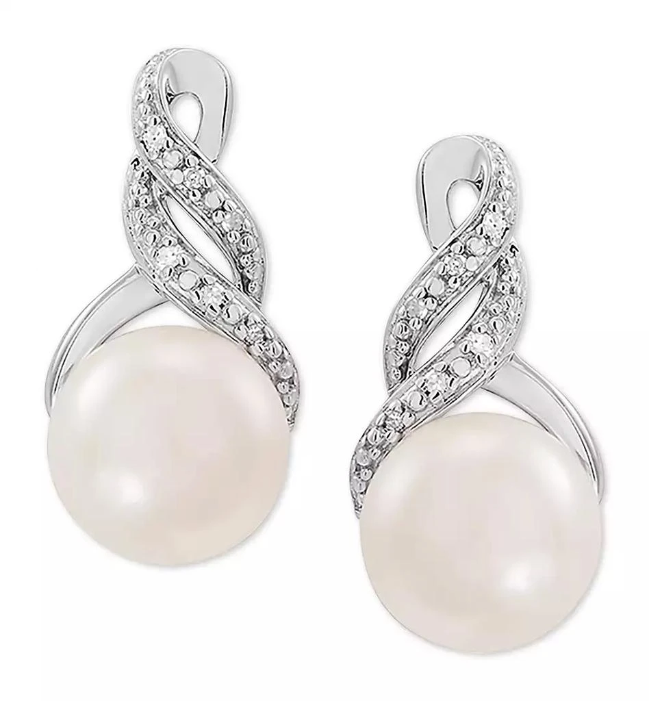 Macy's Cultured Freshwater Pearl (8 & 9mm) and Diamond Accent Pendant Necklace and Earrings Set in Sterling Silver or 14k Gold Over Silver 6