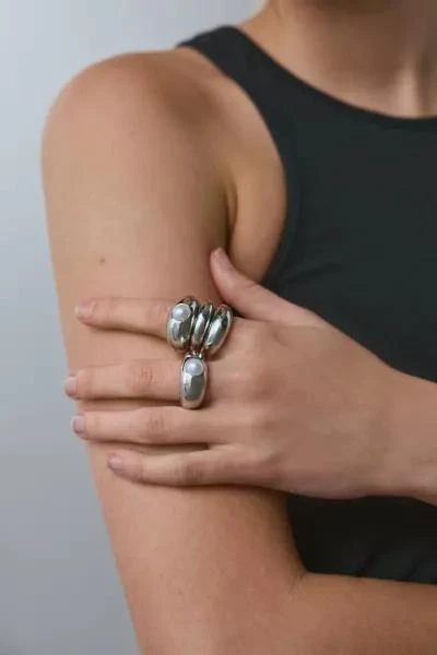 Urban Outfitters Pearl Dome Ring Set 2