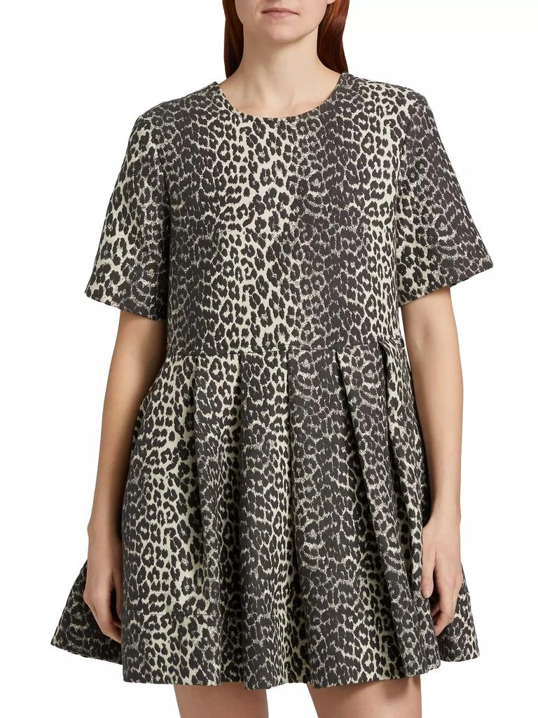 Ganni Leopard Cotton Tweed Minidress 3